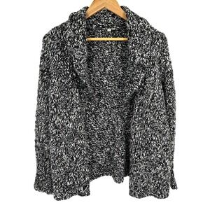 Talbots Petites Cardigan Sweater Womens LP Large Petite Black White Wool Blend